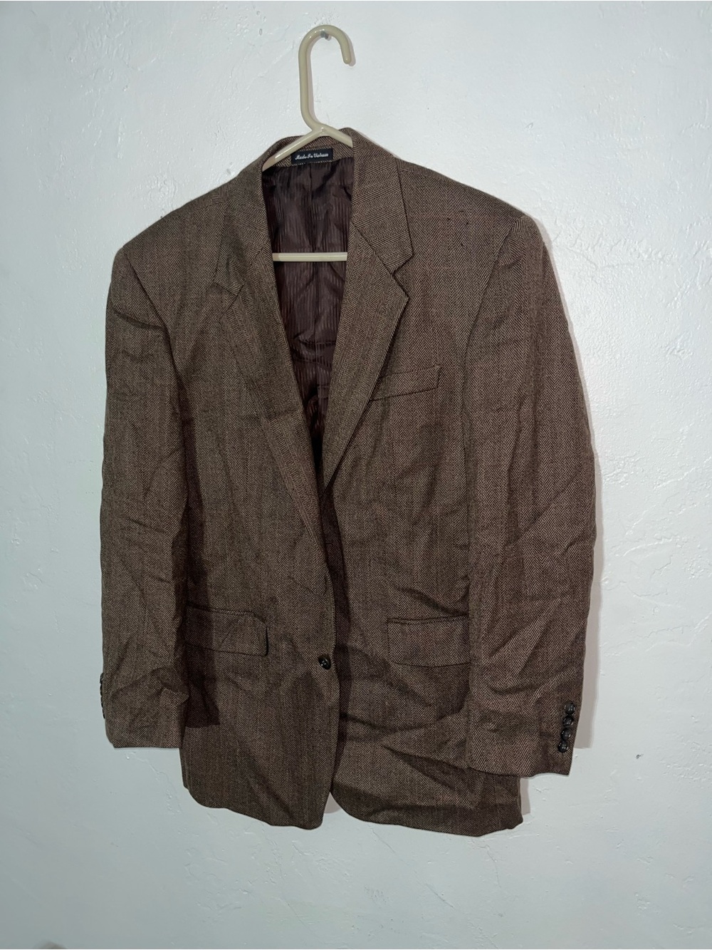 Woolmark for Calvin America Vintage Wool & Cashmere Tweed Blazer missing button